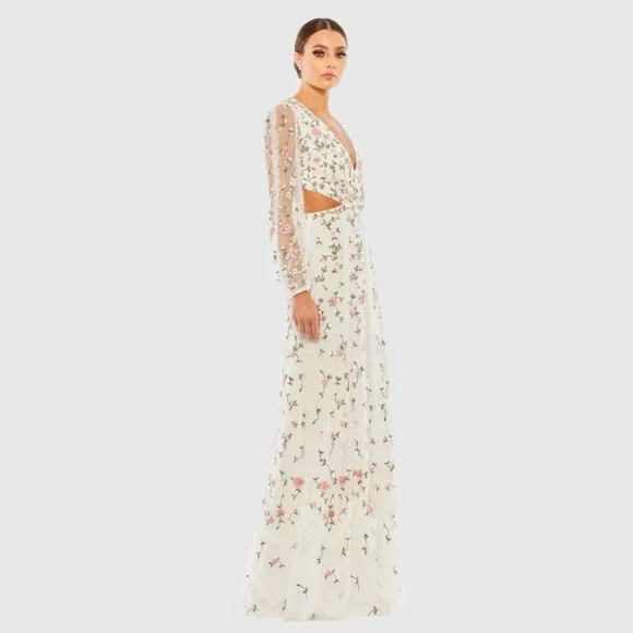 MAC DUGGAL 70159 NWT Long Sleeve Embellished Cut Out A-Line Gown
